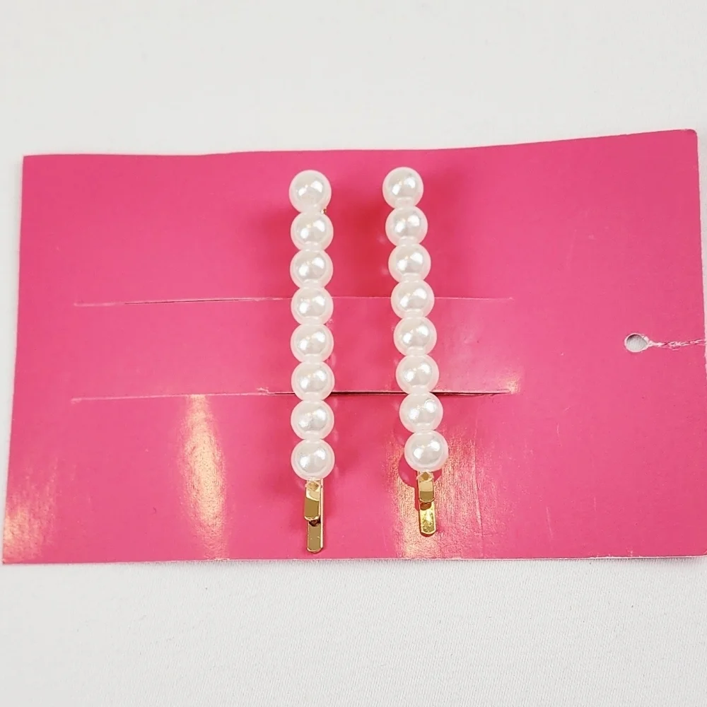 Isaac Mizrahi Gold and Faux Pearl Hair Clips Hair Accessories